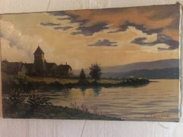 Huile sur toile de Fridolin Gaillard 1878-1971 "L’Abbaye "