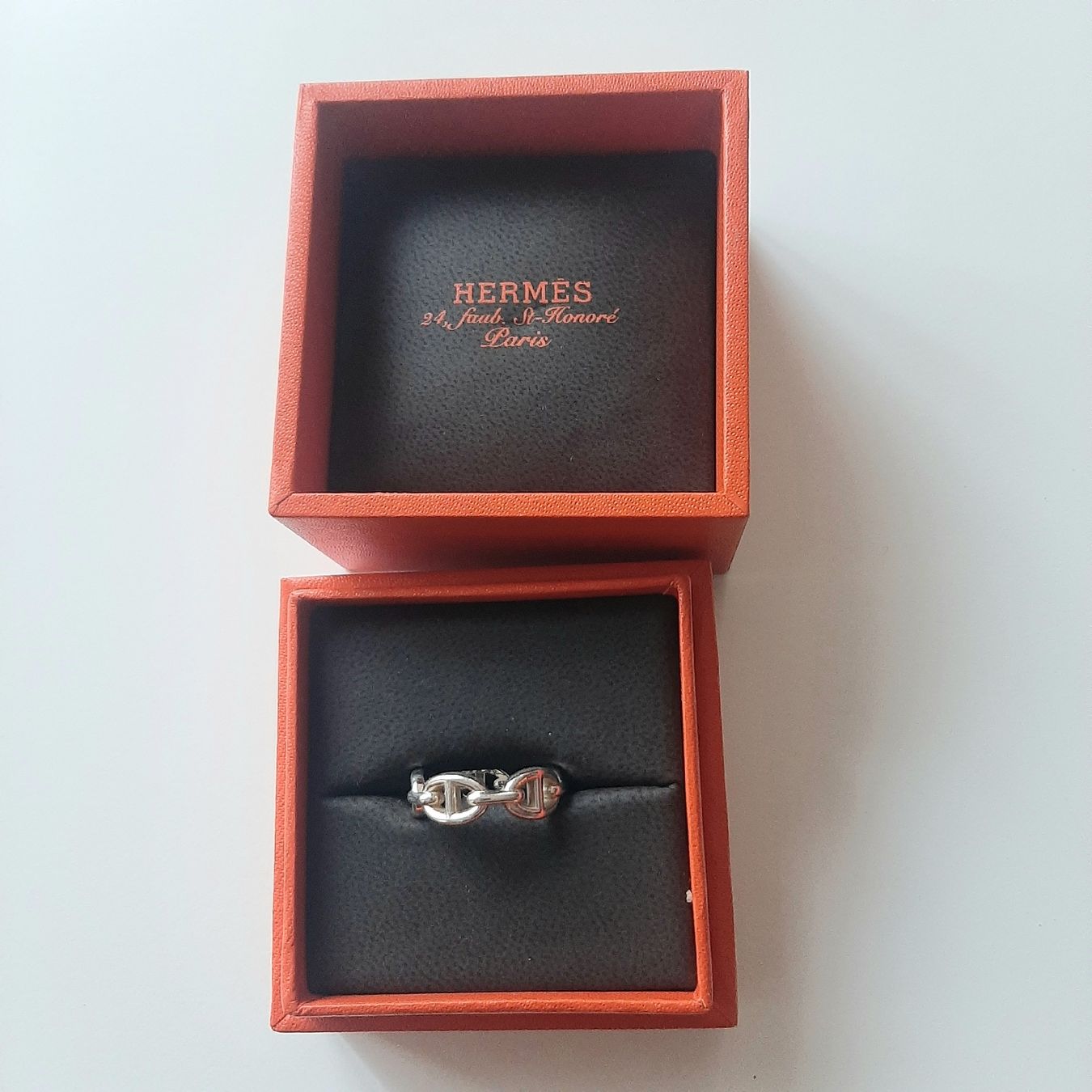 Hermès bague chaîne d'ancre enchaînée 55 (Neu (gemäss Beschreibung)) in ...