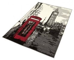 Design Velours Teppich-BIG BEN-grau/rot