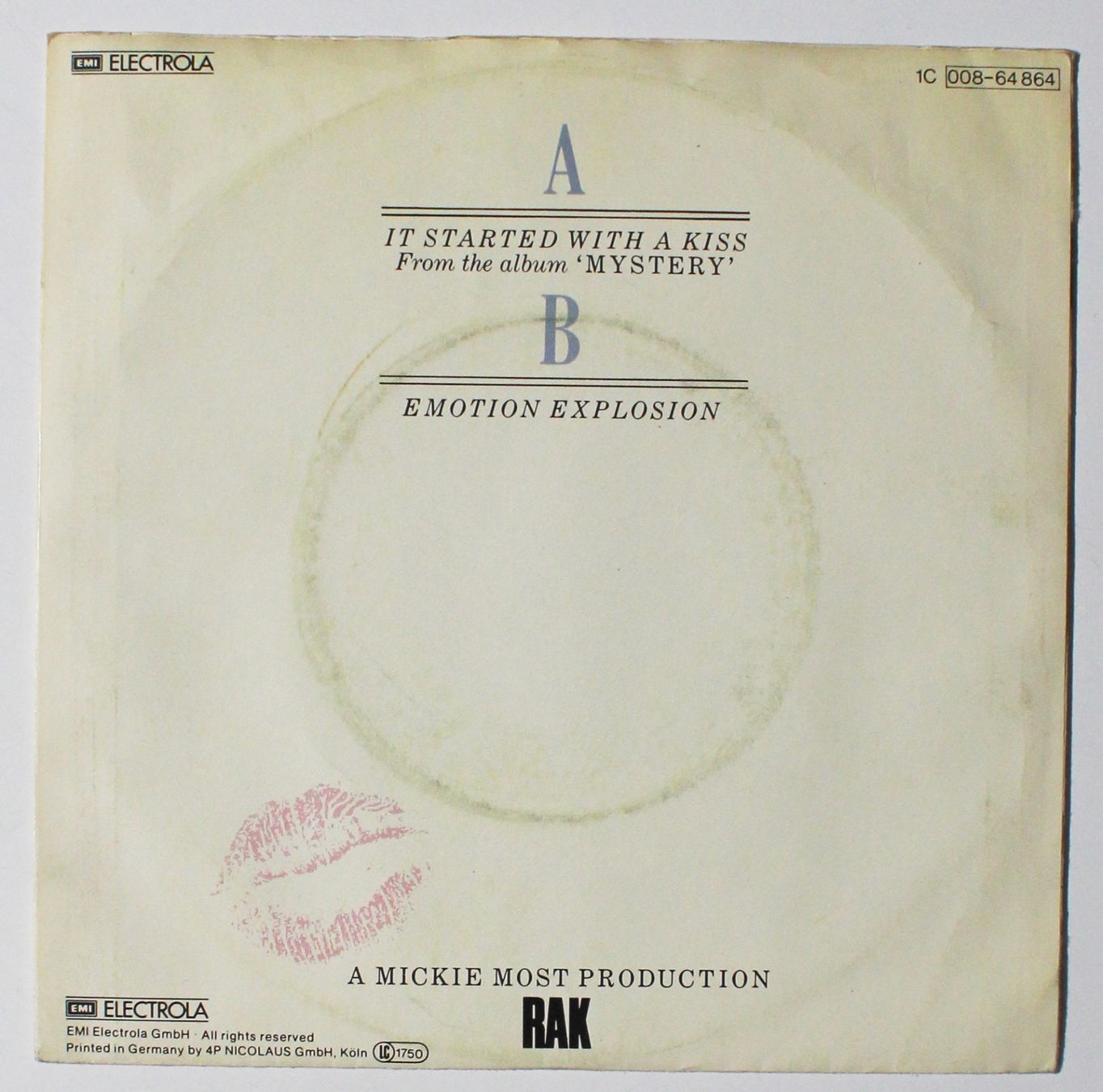 Dischi in vinile: 7" HOT CHOCOLATE - IT STARTED WITH A KISS 1982 – Usato da Brüttisellen venduto da Collector-Corner 2