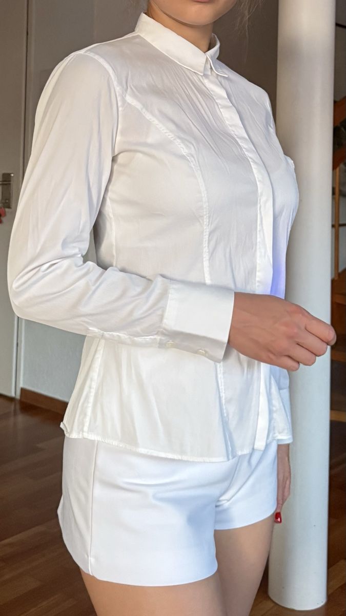 Massimo Dutti Camicette: Massimo Dutti White Long-Sleeve Shirt, Size 38 – Nuovo (secondo la descrizione) da Zürich venduto da eli_t8nw 1