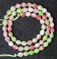 1 Strang echte japanische Kirschblüten-Jade Perlen 6 x 4 mm