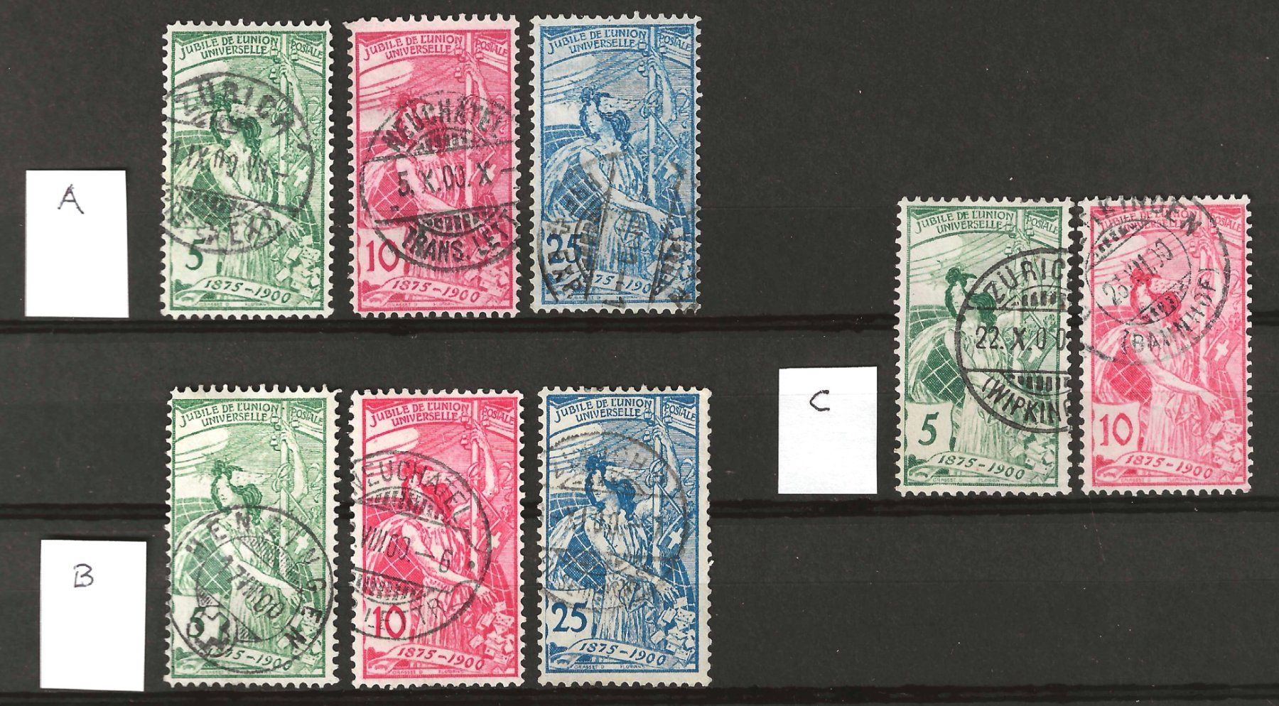 Tous les timbres: 1900 : Nr. 77 - 79, Typ A,B,C : KP 240.-- – D'occasion à Gümligen par Geniusbuy