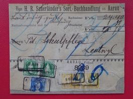 1889: 3-Farbenfrankatur Stehende +Ziffermuster von AARAU !