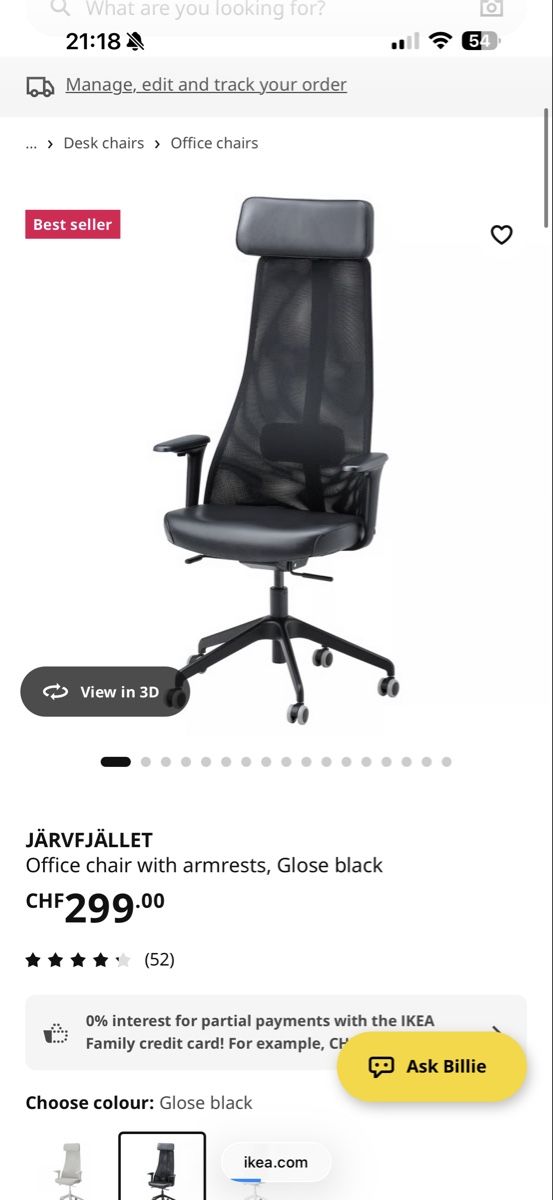 Ikea Poltrone: IKEA JÄRVFJÄLLET Office Drehtuhl – Usato da Adligenswil venduto da kri_wdc7 1