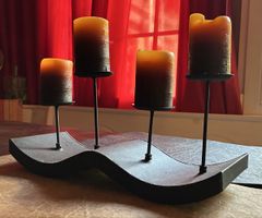Advents Kerzen-Set Metall schwarz gebraucht