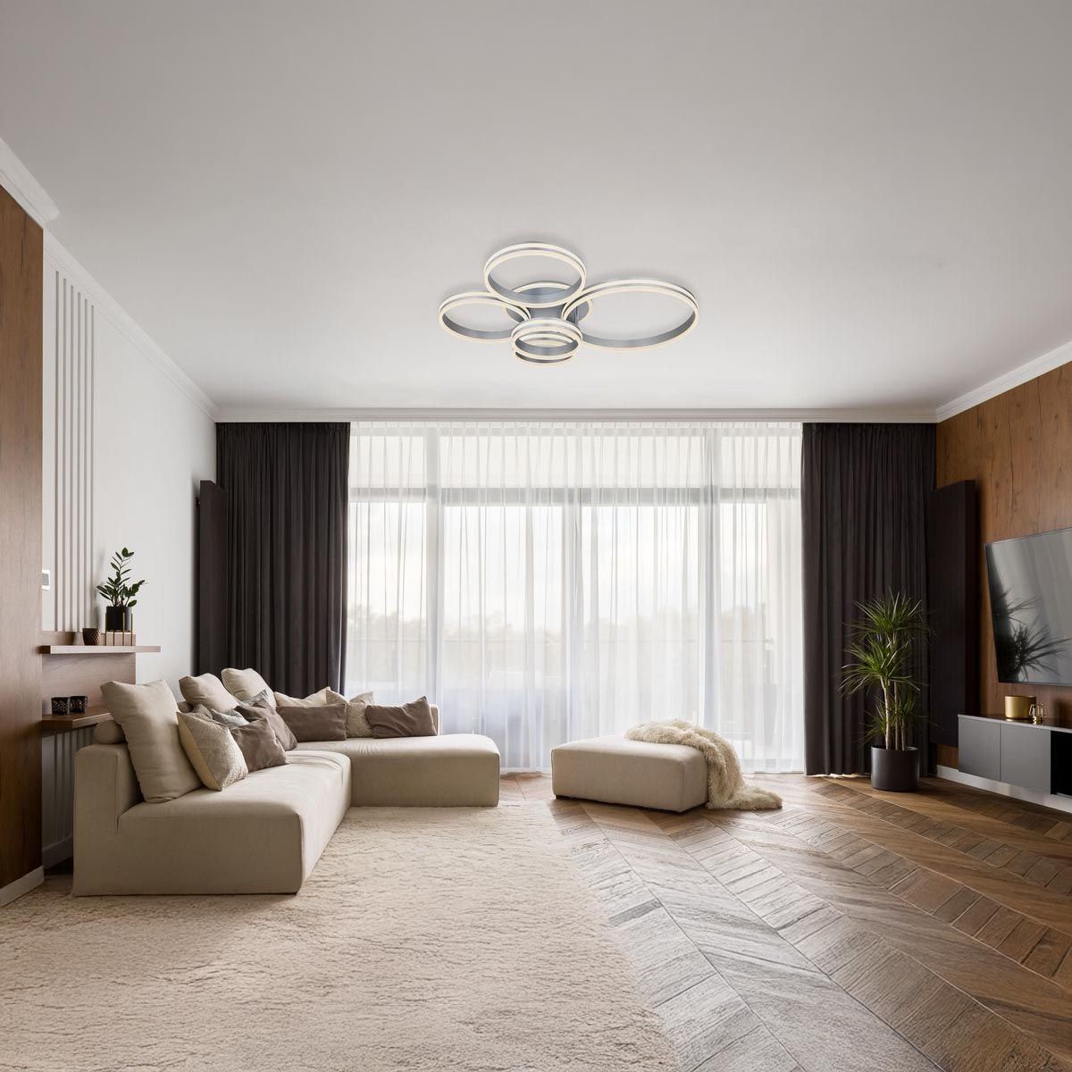 Lampadari & plafoniere: LED Deckenleuchte, Grau, Rund, 114 cm  – Nuovo (secondo la descrizione) da Kreuzlingen venduto da Smart-Light 1
