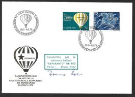 Ballonpostbrief Esperanto Weltkongress Luzern 28.7.-4.8.1979