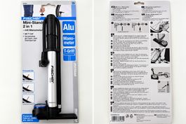 🚲 FISCHER Mini-Standpumpe 2in1 mit Manometer – NEU
