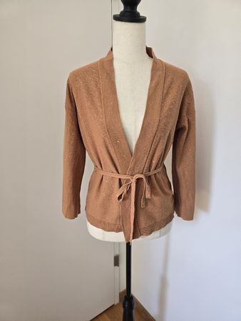 Alpha Studio Cardigan Gr. S M – Cognac Gold Pailletten 