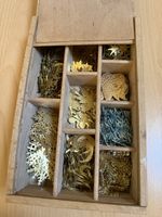 Deko-Set Metallornamente in Holzbox Gold und Silber