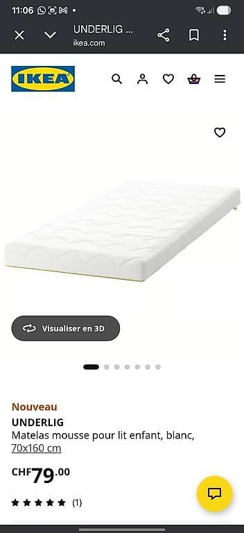 Materassi: Matelas Ikea enfant 70×160 – Usato da Chéserex venduto da aux_p86n