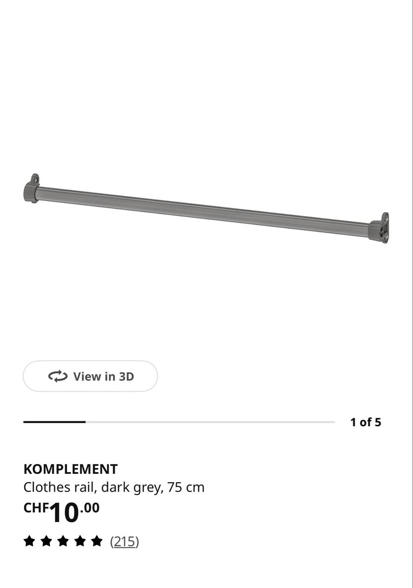 Ikea Schränke: IKEA KOMPLEMENT x 2 Clothes Rail Dark Grey 75 cm for PAX  – Gebraucht aus Zürich von san_t2jq 1