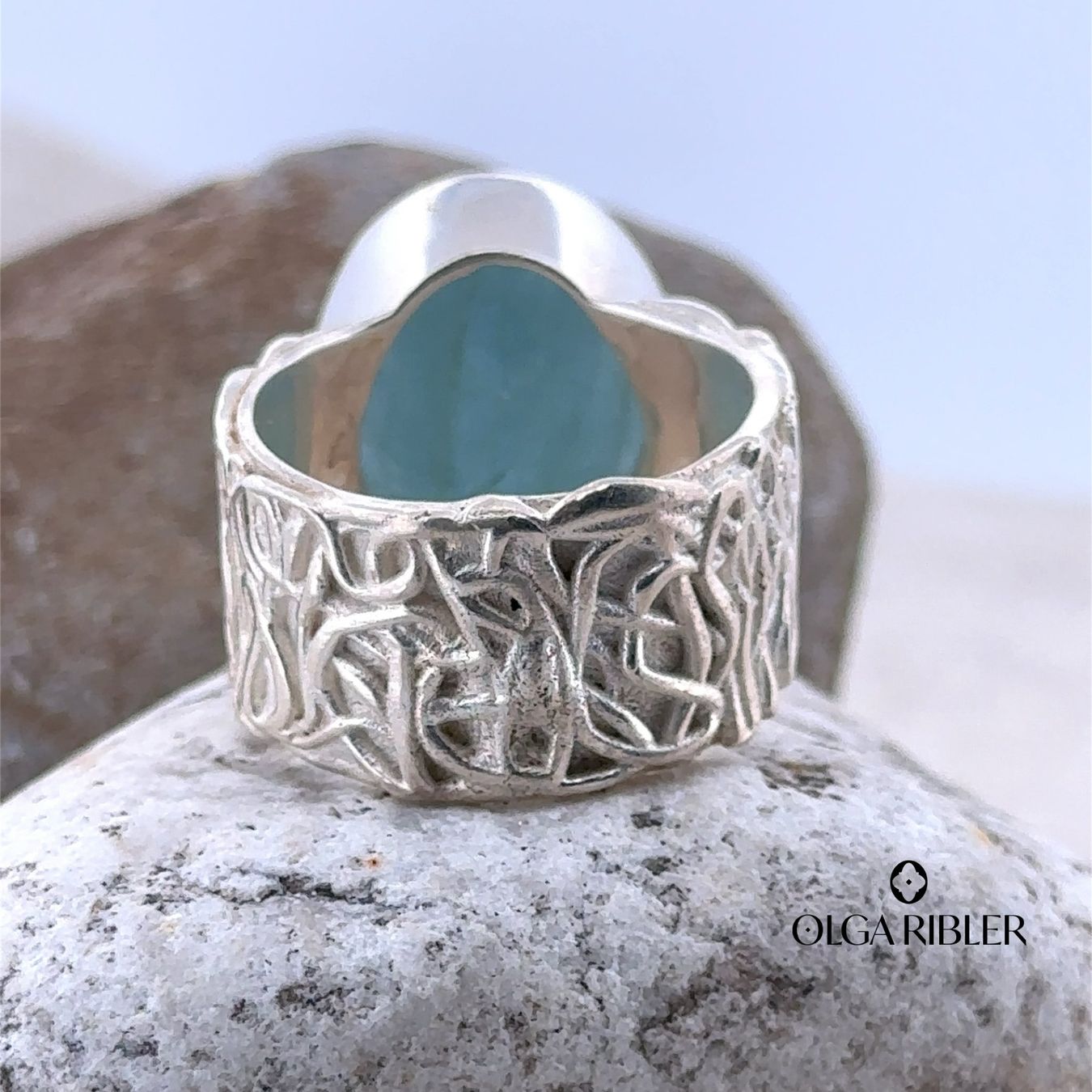 Olga Ribler Anelli: Statement Silber Ring 925 mit Aquamarin Grösse 60 – Nuovo (secondo la descrizione) da Luzern venduto da Schmuckoutlet 6