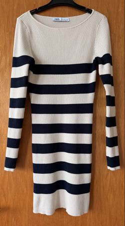ZARA Strickkleid, Gr. M, Beige/Marine, Top Zustand!