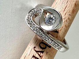925 Silber Ring - funkelnde Zirkonia - 2-fach tragbar - G54