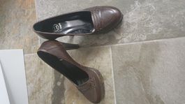 Elegante braune Leder-Pumps mit Absatz, Grösse 35/36