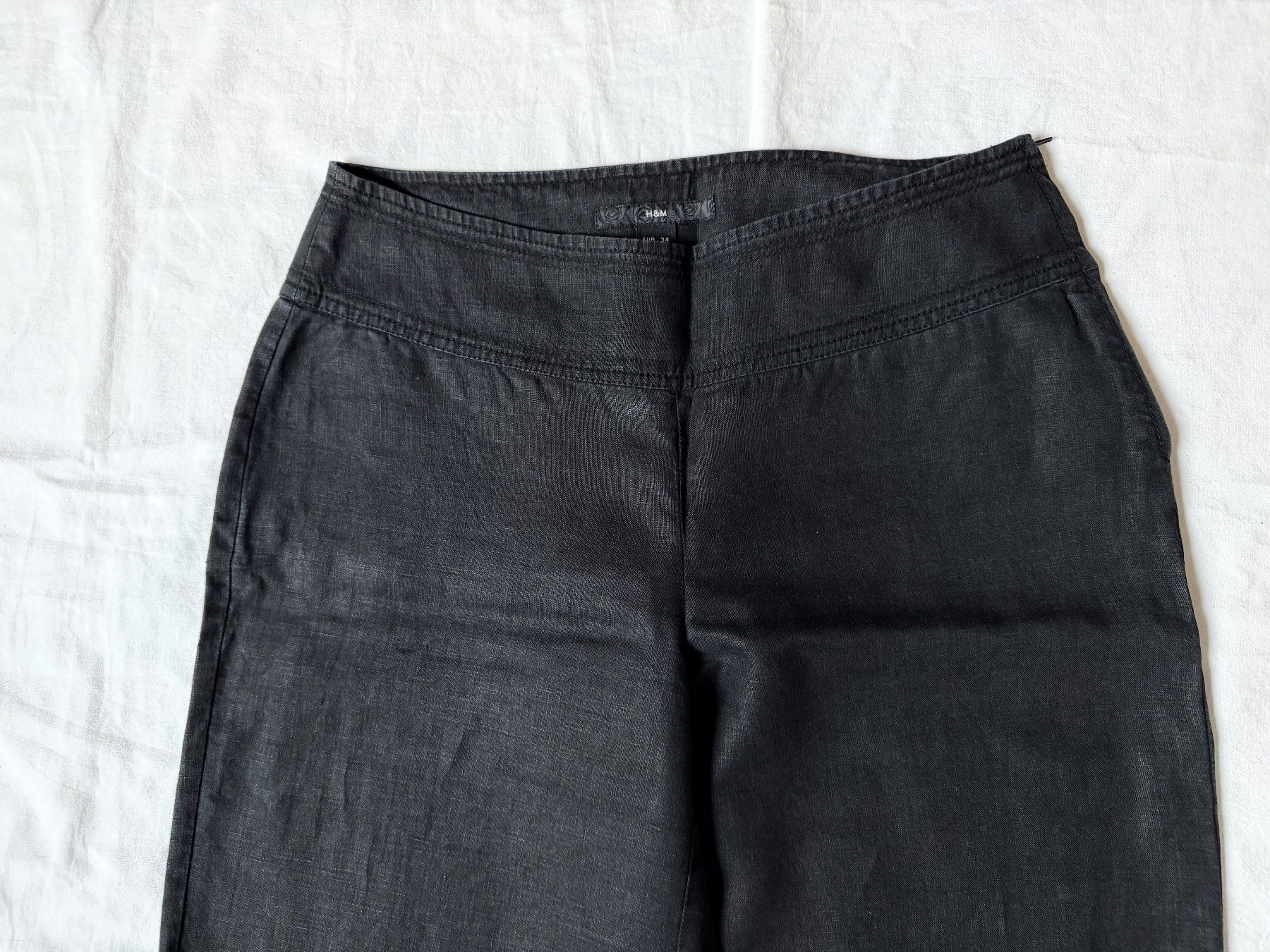 H&M Pantaloni: H&M Leinenhose, schwarz, Gr. 34, NEU – Nuovo (secondo la descrizione) da Basel venduto da Solaia28 1