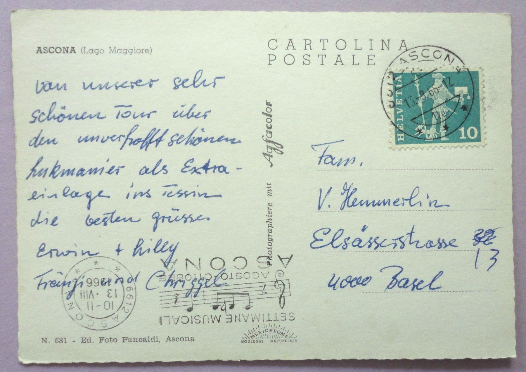 Cartoline postali: Ascona (Lago Maggiore) – Usato da Fétigny venduto da Billy2miny 1