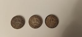 3x Schweizer 2 Franken Silbermünzen – 1906, 1946, 1960