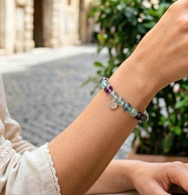 Armbänder & -reifen: Fluorit-Edelstein Armband Silber 925 Plättchen - neu – Neu und originalverpackt aus Uetikon am See von Coralreef 2