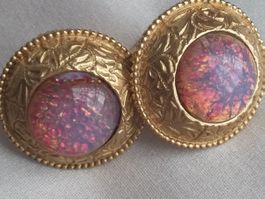 1950er Drachenhauch Faux-Opal signierte Marla Buck Ohrclips