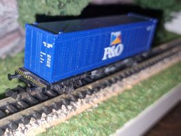 Fleischmann Spur N 2achs. Flachwagen Container "P&O"
