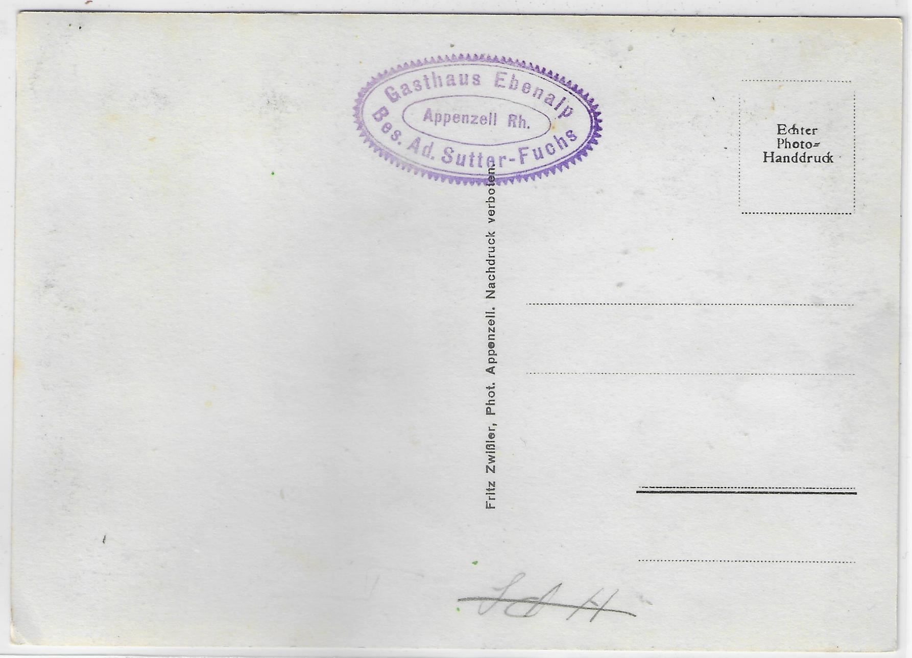 Cartoline postali: Blick vom Gasthaus Ebenalp auf Schäfer, – Usato da Ettingen venduto da Kartenplanet 1