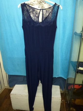 OVERALL CATSUIT DUNKELBLAU MIT SPITZE GR S OHNE ARM SOMMER S