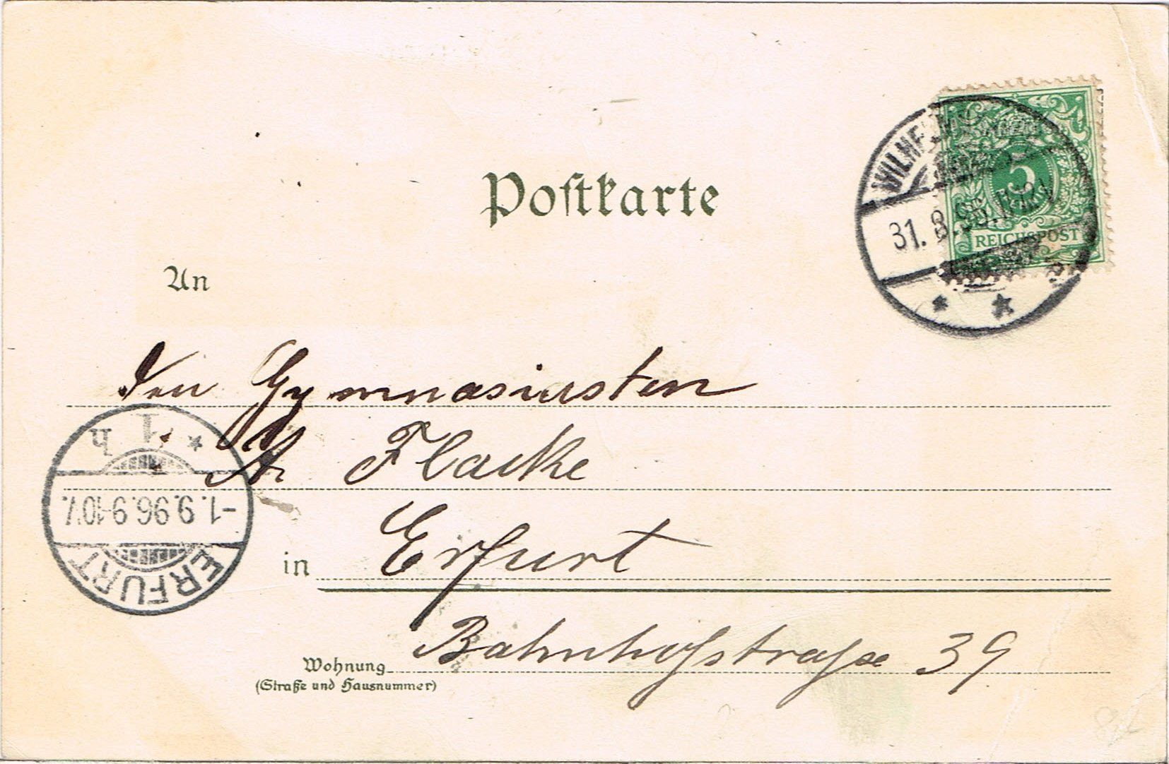 Ansichtskarten: Wilhelmshaven Litho 3 Bild Ansichtskarte 1896 – Gebraucht aus Sevgein von WHaelmi 1