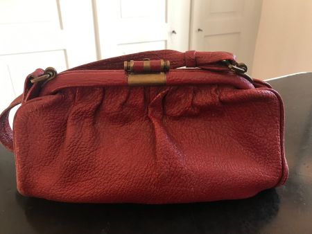 Handtasche Vintage rotes Leder, Art Deco