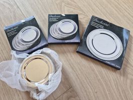 Set dessous de bouteille + sous verrres Duchesse argenté 