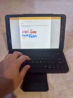 Galaxy Tab A Samsung Tablet mit Lederhülle, Tastatur, Kabel