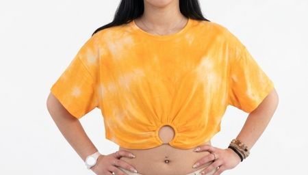 Orange Tie-Dye Crop Top - Summer Essential, Size Small