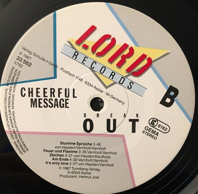 Dischi in vinile: Cheerful Message – Break out (LP) – Usato da Grüningen venduto da azulvinyl 3