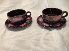 Vallauris - Ensemble de 2 tasses et sous-tasses