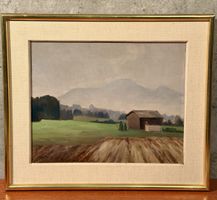 Framed Oil Painting signed - Landscape Mountains