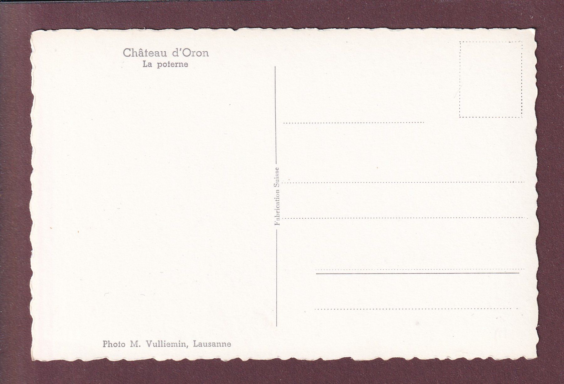 Cartoline postali: Château d'ORON - La Poterne – Usato da Pully venduto da nicecards 1