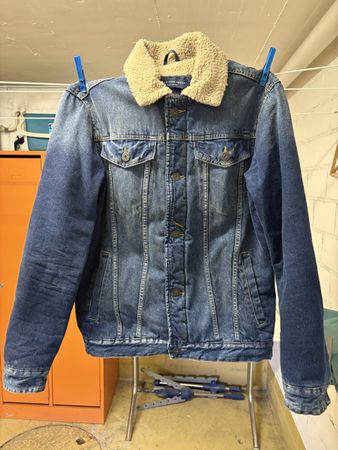 Jack & Jones Premium Jeansjacke mit Teddyfell, Gr. M