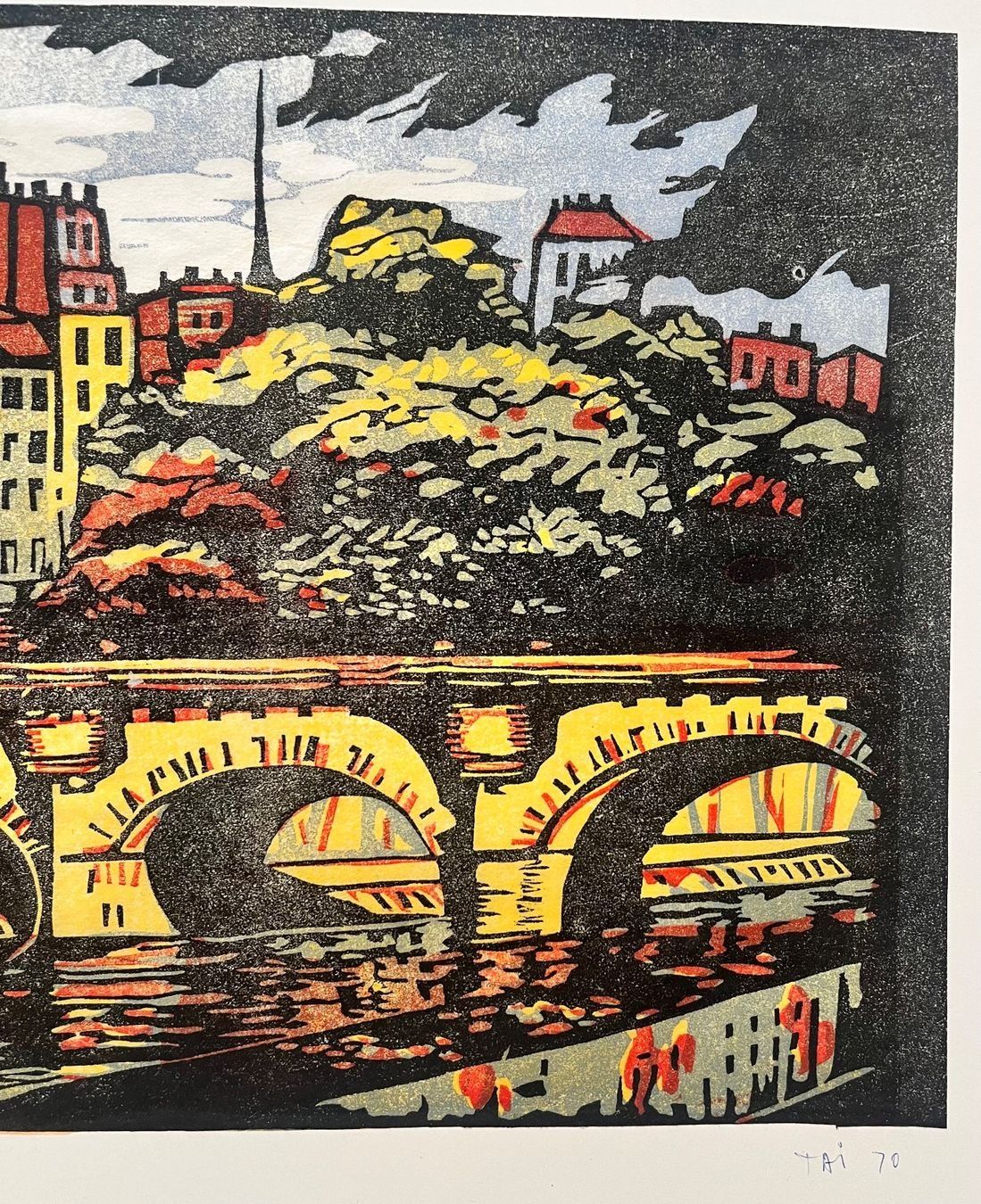 Xilografie: KÜNSTLER  ?  HOLZ ODER LINOLSCHNITT – Usato da Gersau venduto da grafik-kunst 5