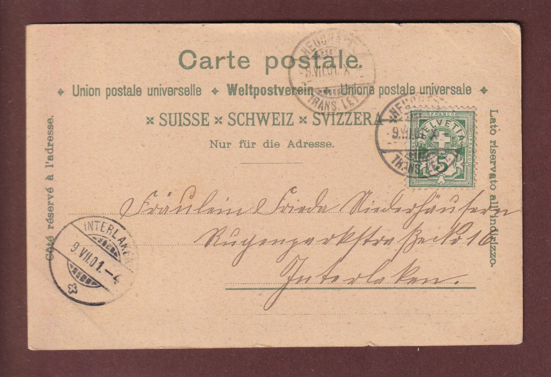 Ansichtskarten: Souvenir de NEUCHÂTEL - 1901 Litho – Gebraucht aus Pully von nicecards 1