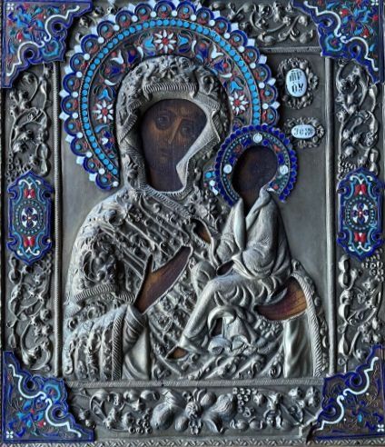 Dipinti: Ikone der Mutter Gottes in einem Rahmen mit Emaille – Usato da Bern venduto da Yunkom