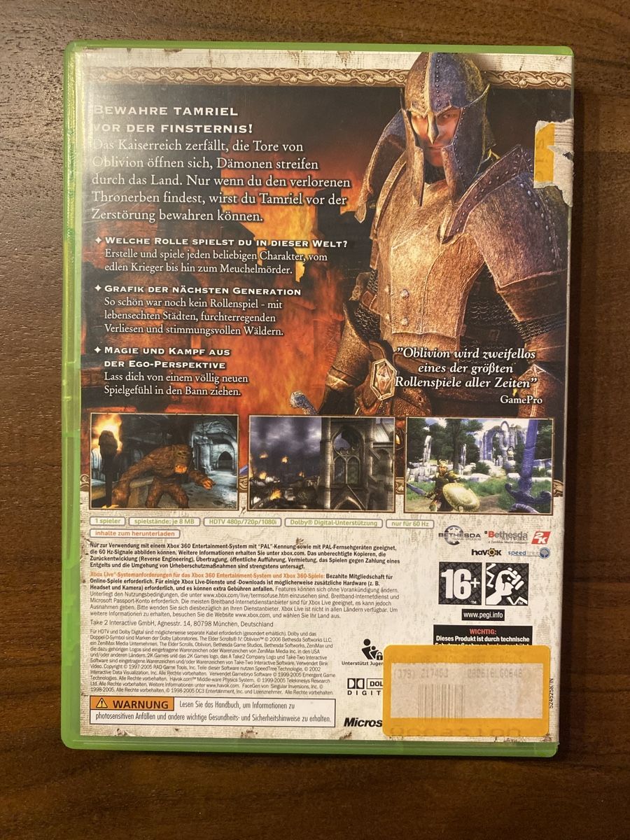 Microsoft Giochi: The Elder Scrolls IV: Oblivion für Xbox 360 – Usato da Thunstetten venduto da Virus_33 2