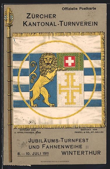 Cartoline postali: Winterthur, Jubiläums-Turnfest und Fahn – Usato da Berlin venduto da bartko-reher