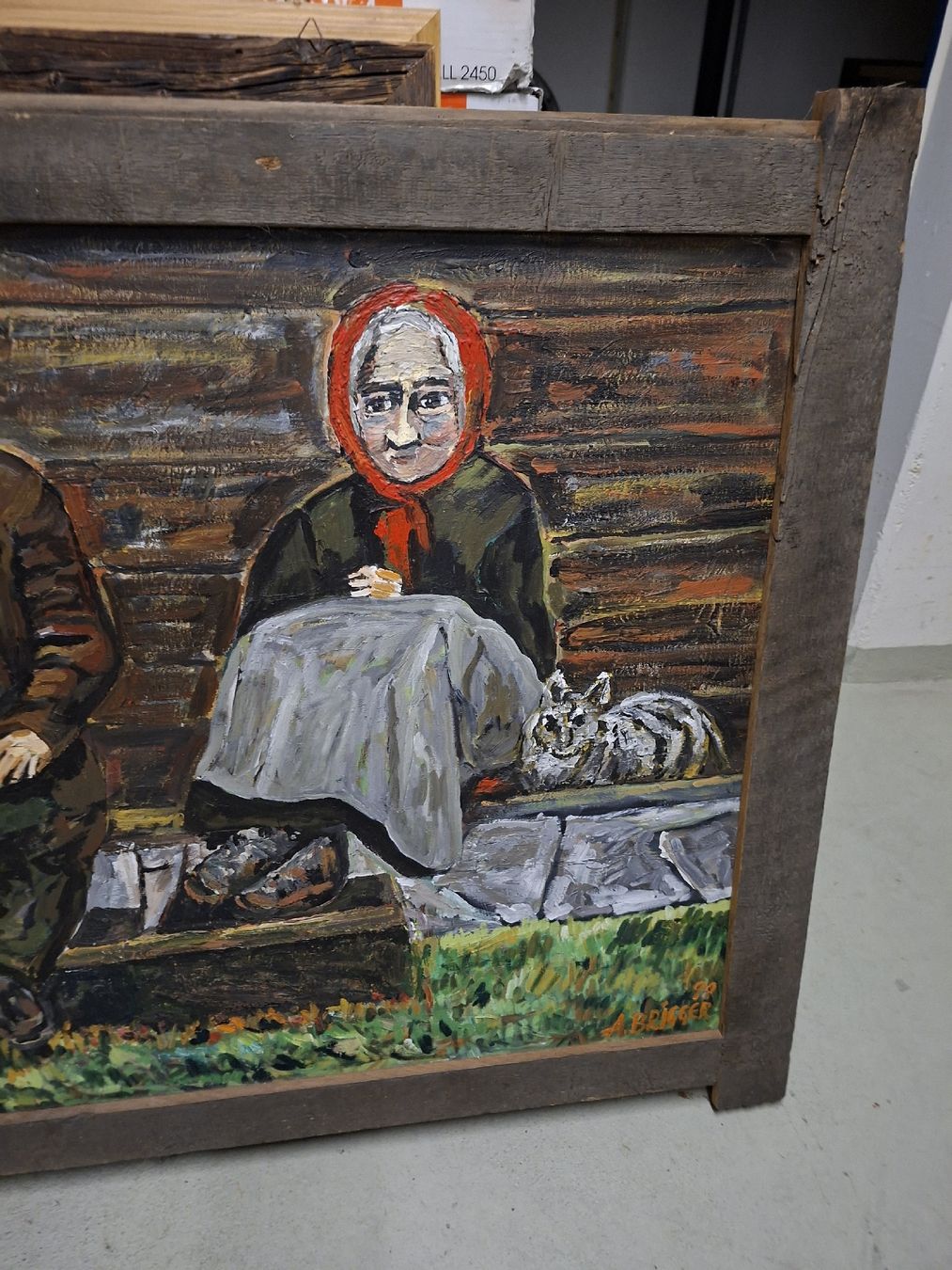 Gemälde: Gemälde "Altes Paar mit Katze" von A.Brigger, 80x100cm – Gebraucht aus Grossdietwil von hufi10 2