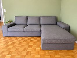 IKEA KIVIK Ecksofa mit Récamiere – neuer Bezug 2025 – grau