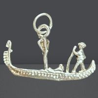 🛶 Vintage Silber 3D Gondel Anhänger Venedig Souvenir 🇮🇹✨