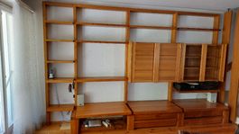 Wohnwand Holz Buche mit Schrankteil guter Zustand