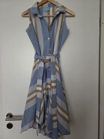 ICONIQUE Sommerkleid Streifen L, Baumwolle Leinen Mix