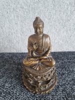 Buddha Figur mit Karan Mudra, Bronze Optik, H 17 cm (schwer)